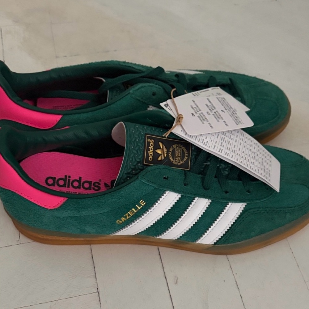 Adidas Gazelle Green and Pink Sneakers